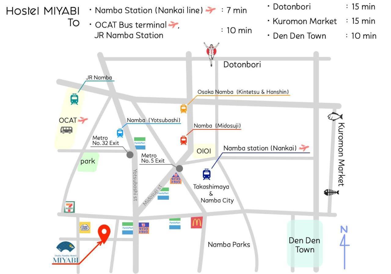 Osaka Namba Hostel Miyabi Eksteriør billede